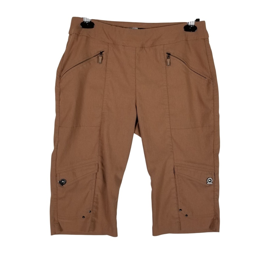 Jamie Sadock Capri Pants Women 8 Brown Cargo Utility Stretch Golf Hiking 60